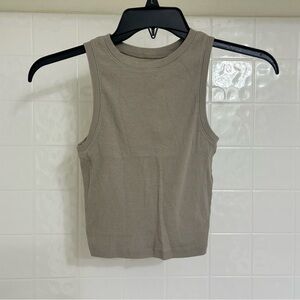 Hollister Tan High Neck Ribbed Tank Top